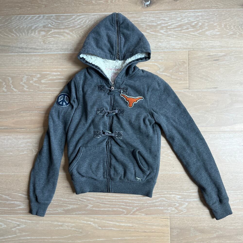 Victoria's Secret Pink Collegiate Collection UT Longhorns Hooded Gray Jacket XS